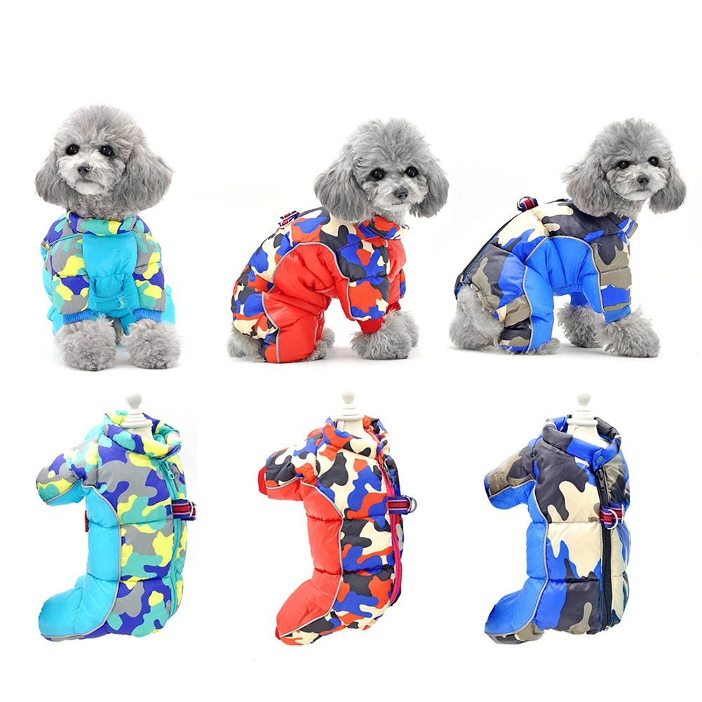 Warm Padded Waterproof Dog Coat with Reflective Strips